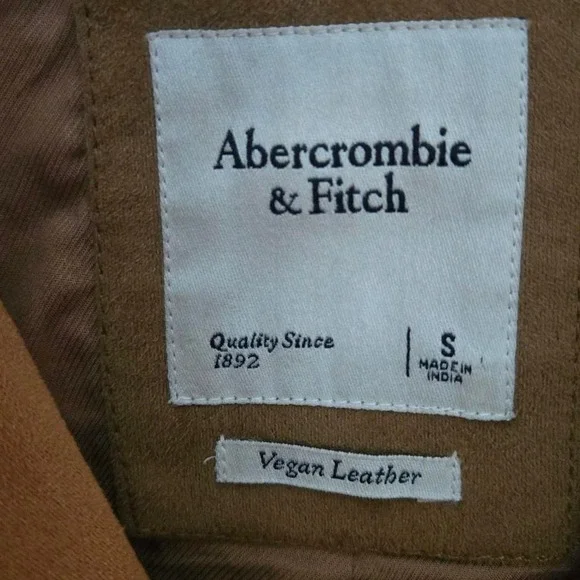 Abercrombie & Fitch brown vegan leather,  biker jacket - Picture 3 of 3